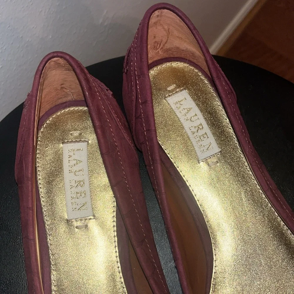 LAUREN by RALPH LAUREN Maroon Size 9 Suede Flats - Picture 4 of 7